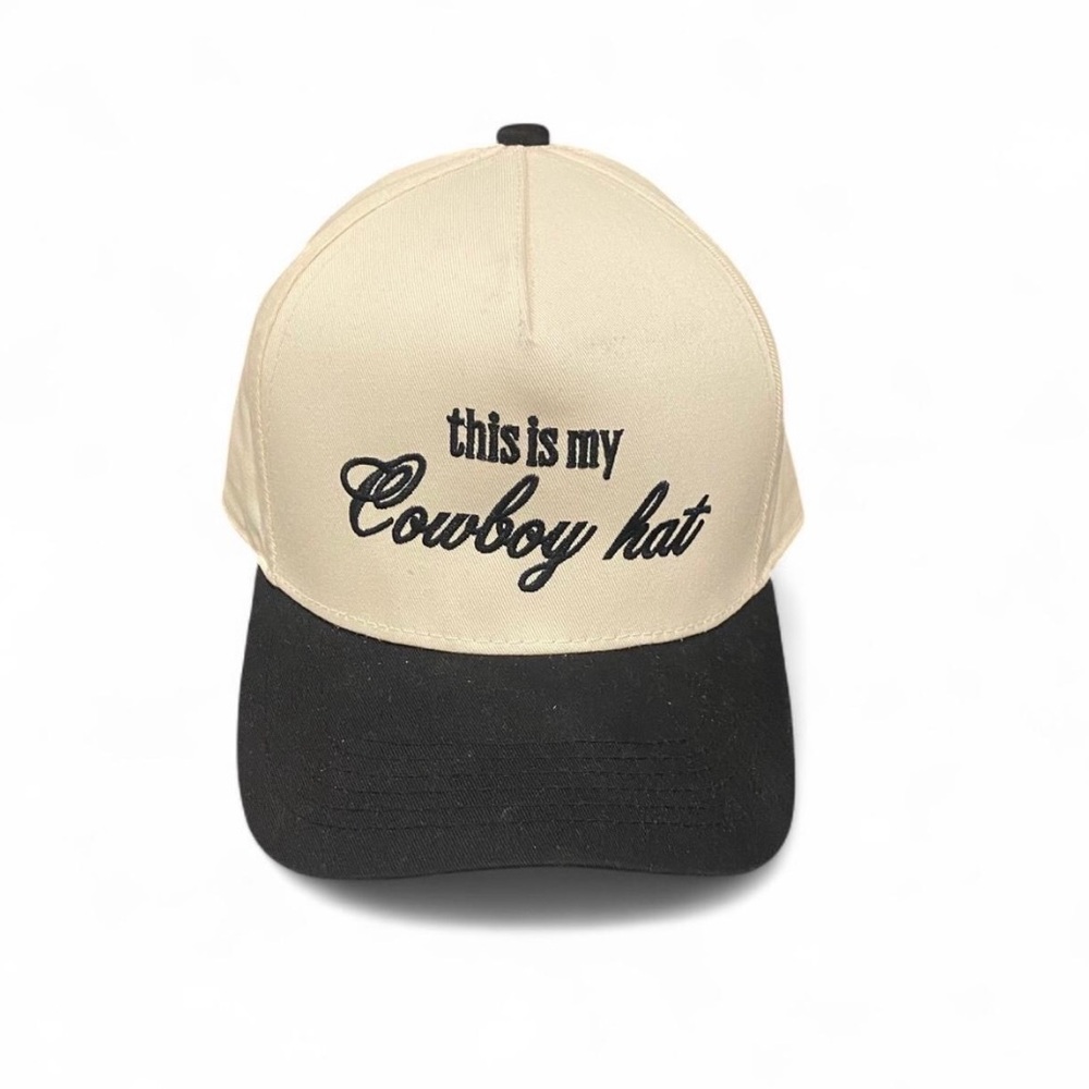 Two-Tone Cowboy SnapBack Hat - Black and Cream